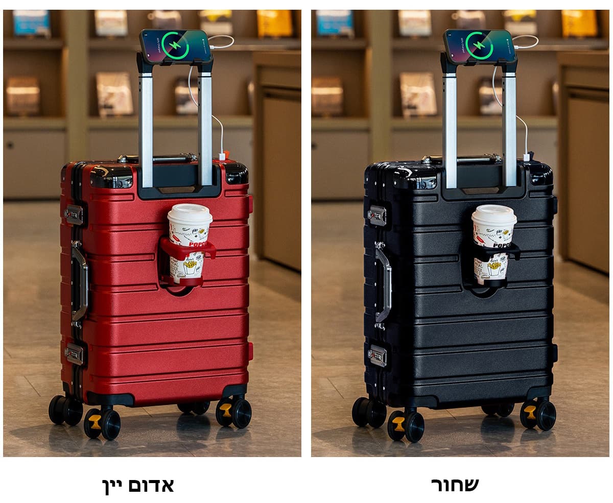 Camel Mountain Draynor™ Luxe Aluminum Frame Suitcase with Cup Holder and USB Port, photo 15