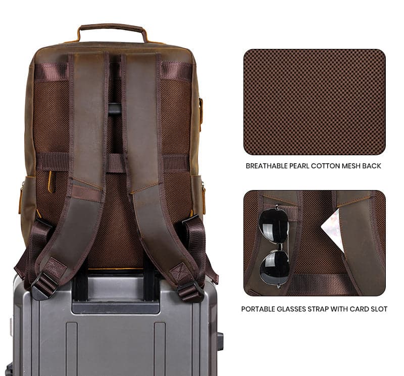 NomadTrak Platinum 34L Genuine Leather Laptop Backpack, photo 15
