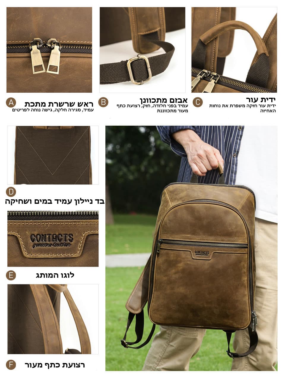 Typhos Elite 16L Vintage Leather Laptop Backpack, photo 7
