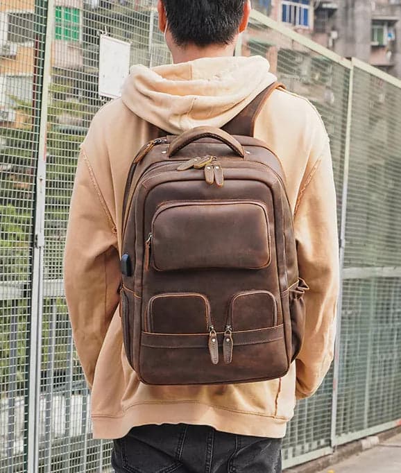 The Cowhideโข Pro Genuine Leather Laptop Backpack with USB Port, photo 10
