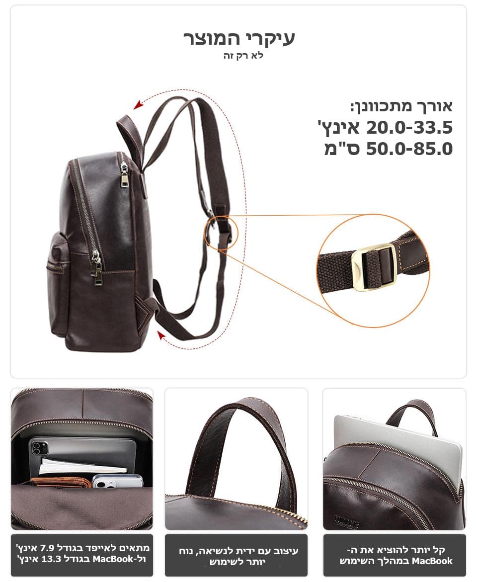 Kalonix 10L Leather Laptop Backpack for Women, photo 5