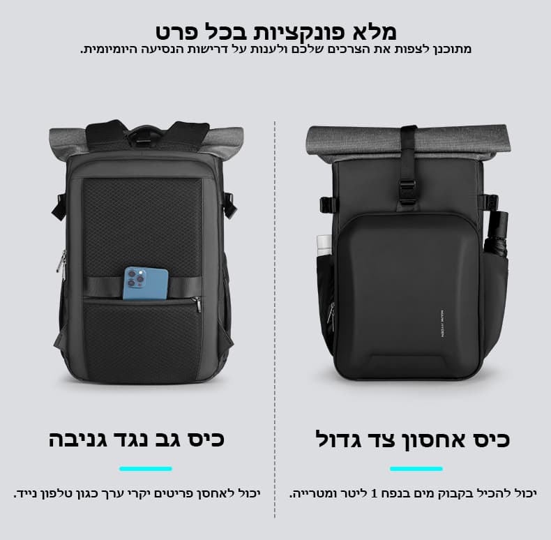 Veraxil Luxe Expandable Roll-Top Camera and Laptop Backpack, photo 6