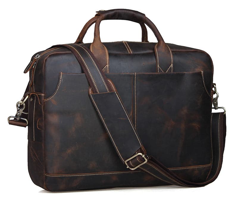 The Mike Pro 20L Genuine Leather Laptop Briefcase