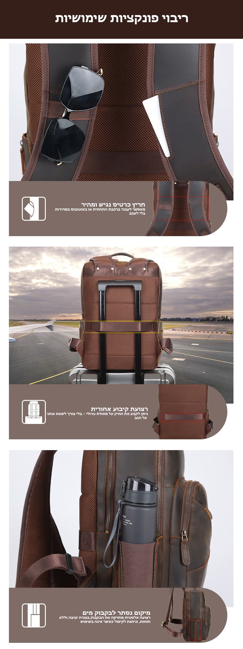 Quornex ProX 35L Genuine Leather Laptop Backpack, photo 2