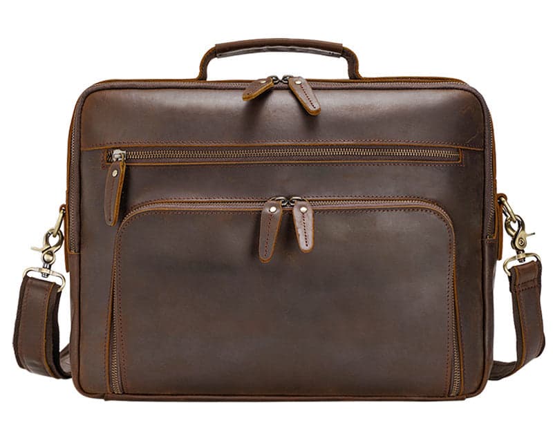 The Great Platinum 20L Genuine Leather Laptop Briefcase, 16"