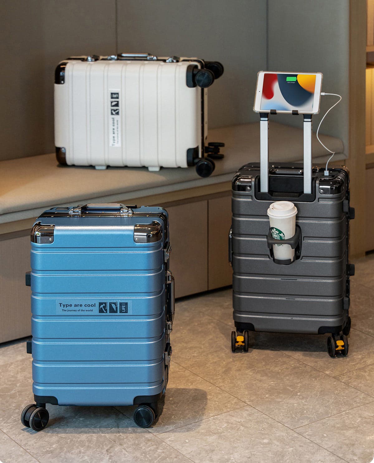 Camel Mountain Draynor™ Luxe Aluminum Frame Suitcase with Cup Holder and USB Port, photo 2