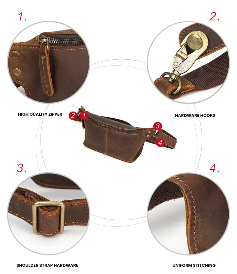 Blitz Platinum Crazy Horse Leather Waist Pouch, photo 4