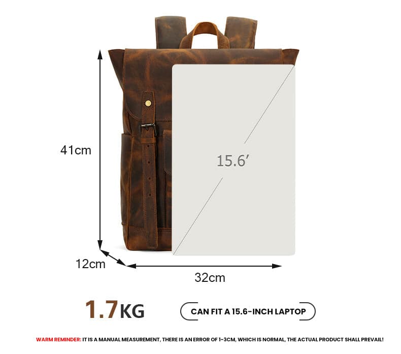 Superchargd Prime Crazy Horse Leather Laptop Backpack, photo 5