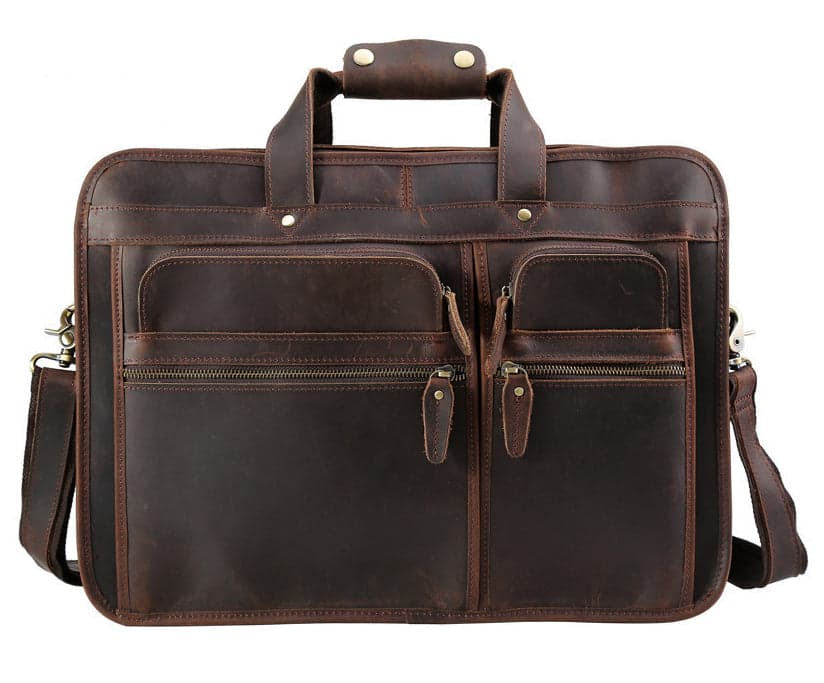 The Hamster Pro 20L Genuine Leather Laptop Briefcase, 17"
