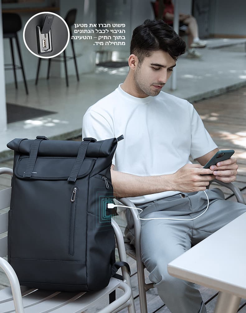 Kynthera Edge Roll-Top Laptop Backpack with USB Port, 20 to 35 L, photo 7