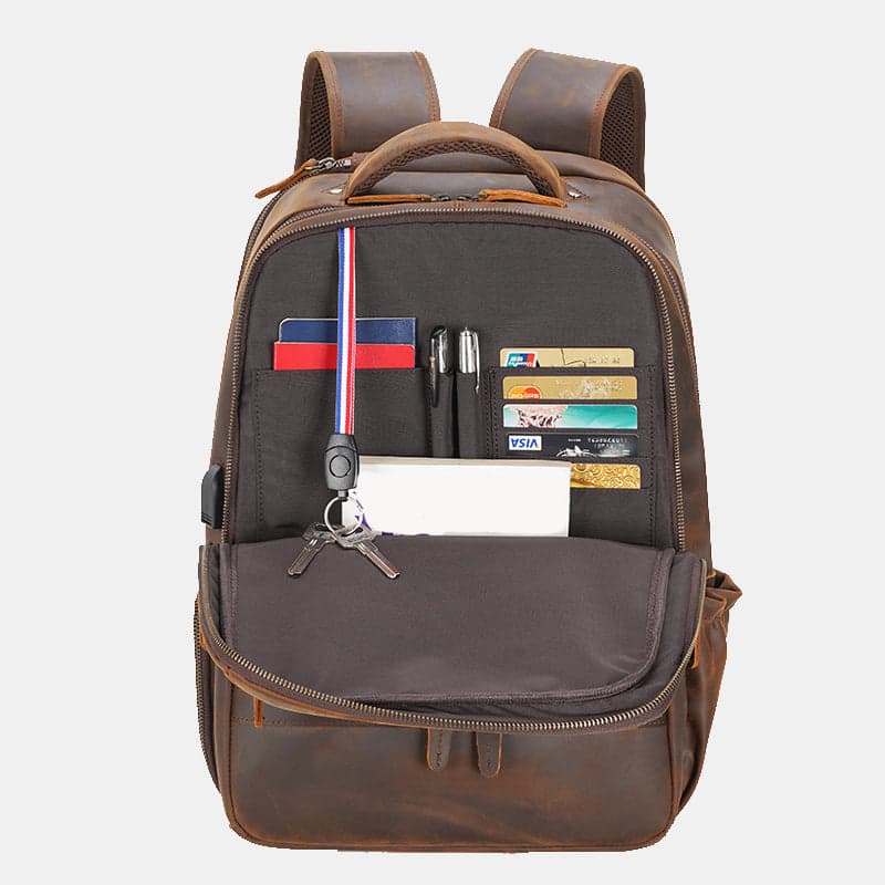The Cowhideโข Pro Genuine Leather Laptop Backpack with USB Port, photo 6