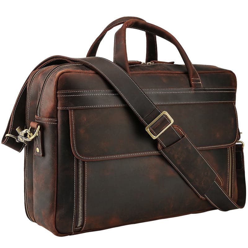 The Glide Pro 20L Genuine Leather Laptop Briefcase, 17"