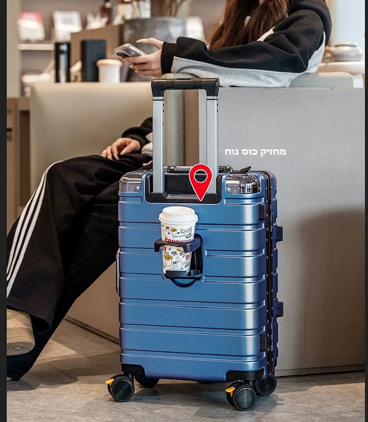 Camel Mountain Draynor™ Luxe Aluminum Frame Suitcase with Cup Holder and USB Port, photo 14
