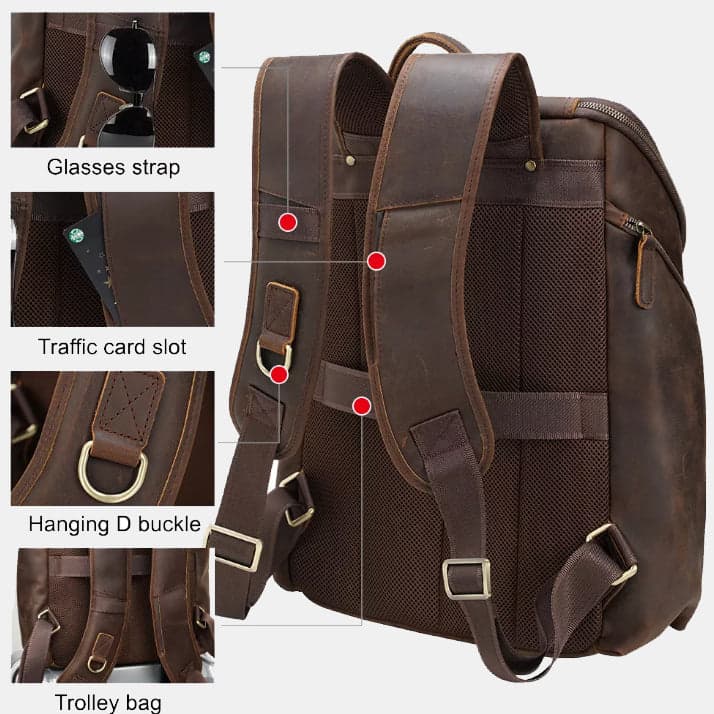 The Dark™ VXR Genuine Leather Anti-Theft Laptop Backpack, photo 9