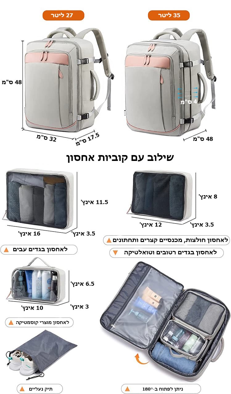 Rylosโข Prime 35L Laptop Backpack with 4 Packing Cubes, photo 10