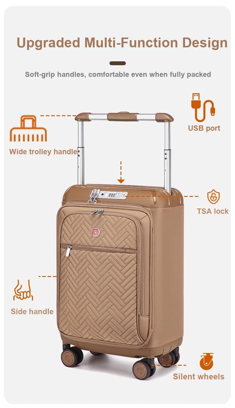 Camel Mountain Aura 24 inch Medium Suitcase with Front Opening, USB Port and TSA Lock, photo 9