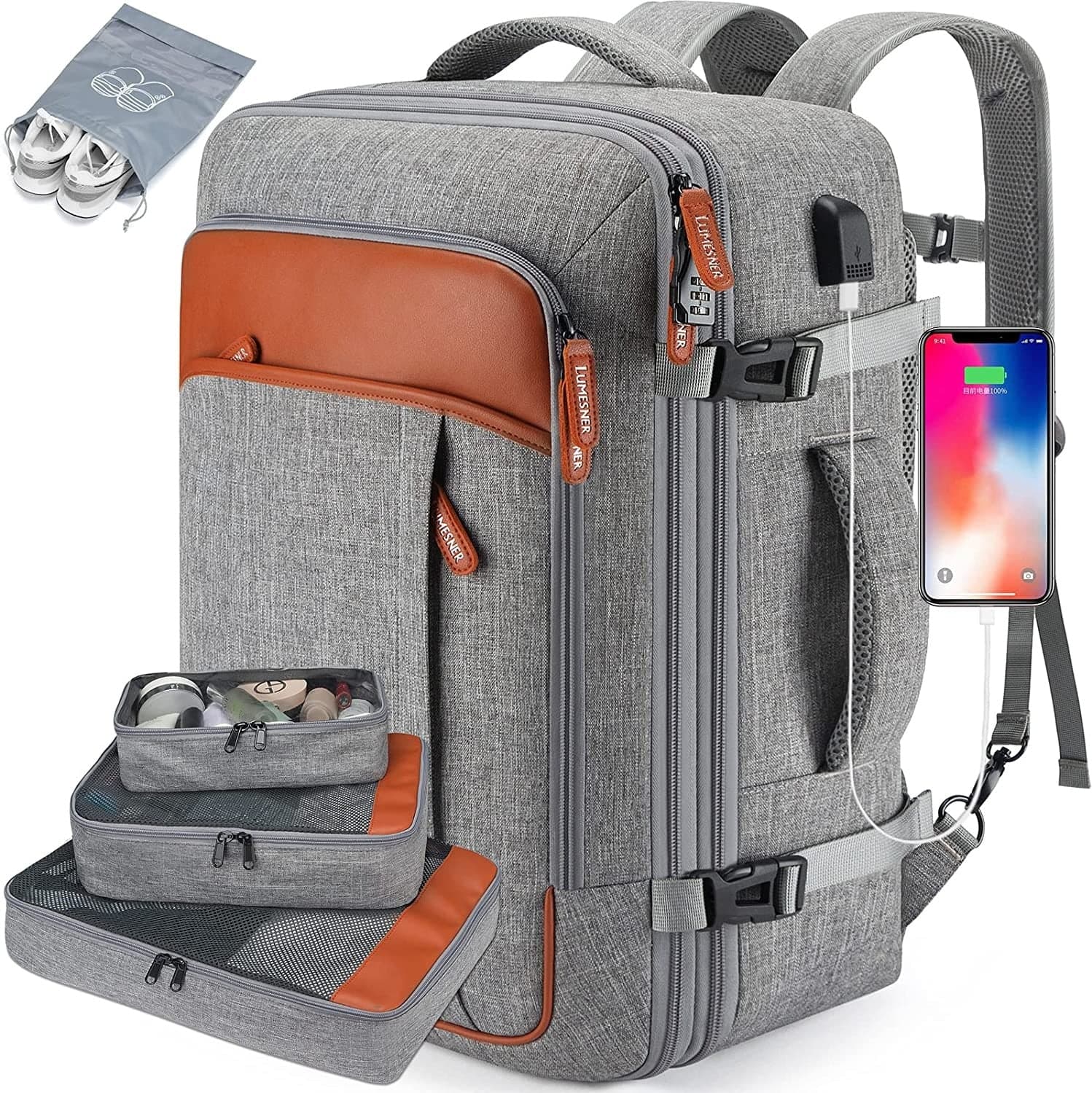 Solenor™ 40L Travel Backpack with Packing Cubes, photo 8
