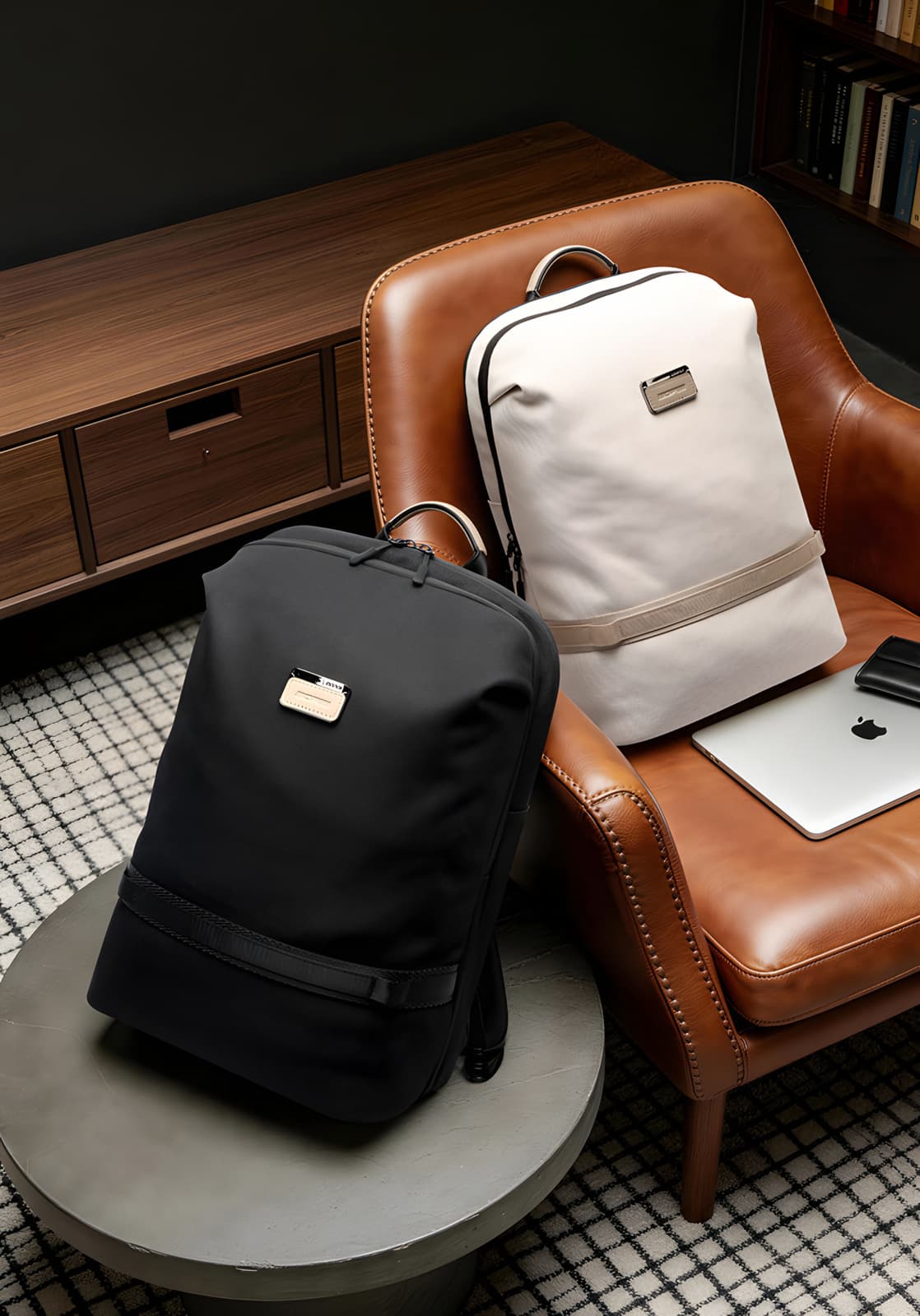 Ancona Laptop Backpack with Spring Shoulder Straps, Black or White, photo 2