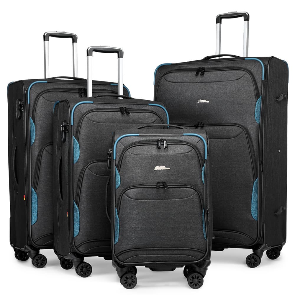Camel Mountain Platinium Four-Piece Expandable Softshell Suitcase Set, 20 to 32 inch