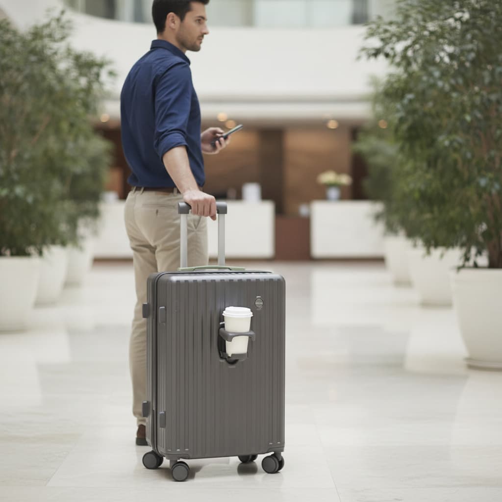 Camel Mountain Alicante 20 inch Carry-On Suitcase with Cup Holder and USB Port, photo 8