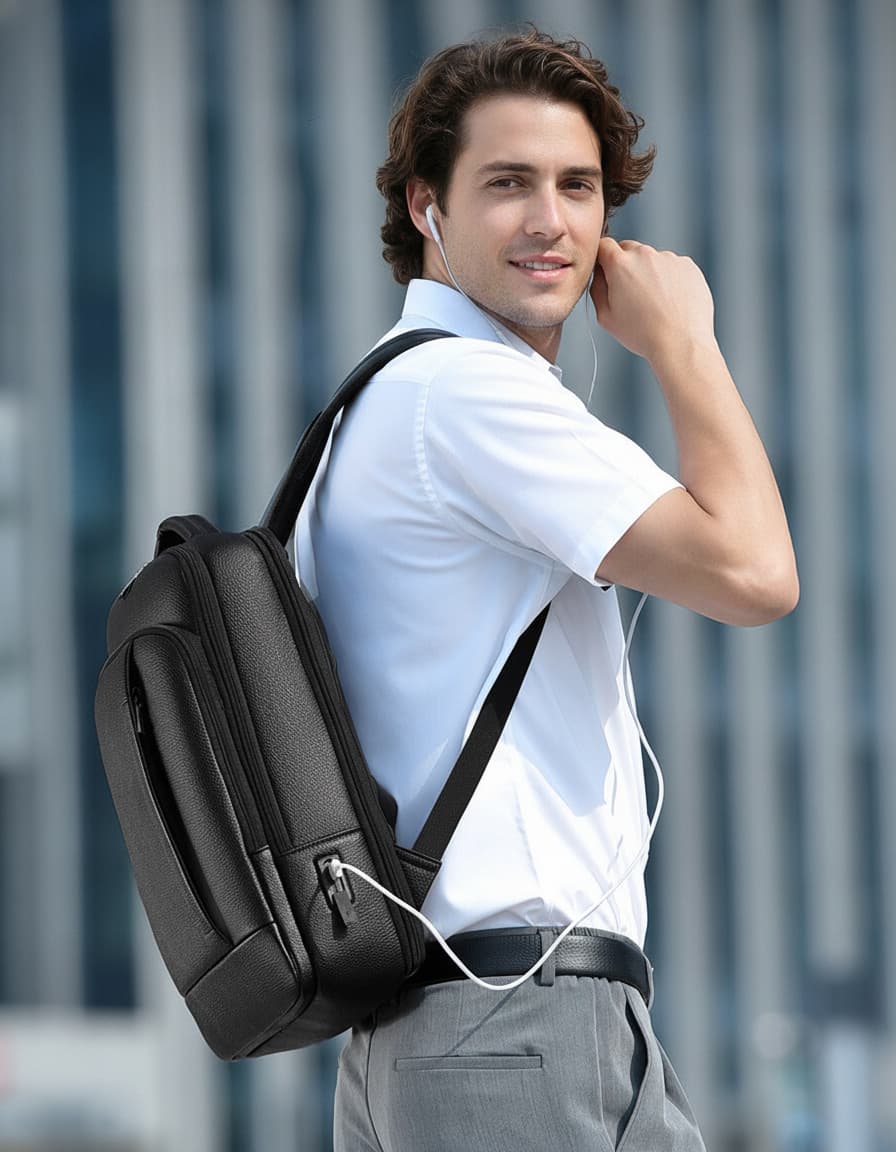 Camel Mountain Antwerp Men's Business Backpack, Laptop up to 16 Inches, USB Port, photo 12