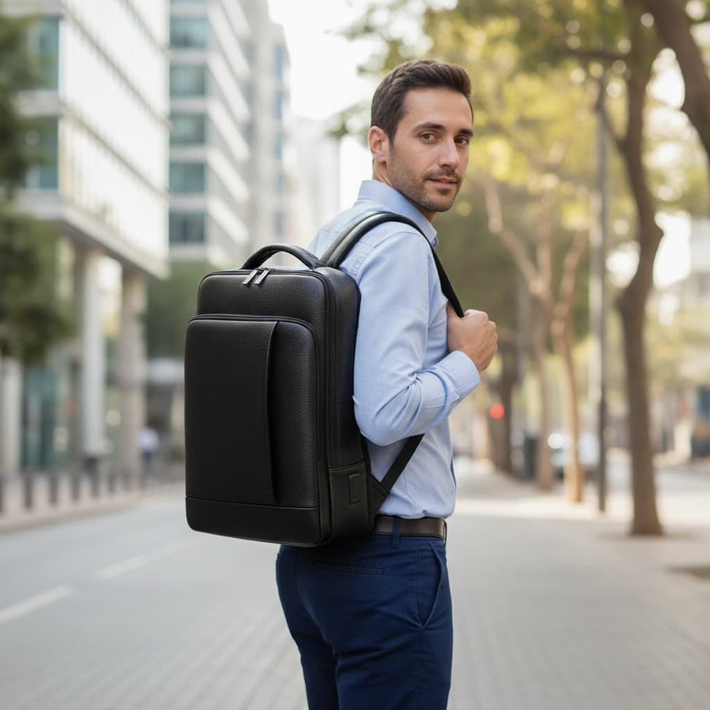 Camel Mountain Antwerp Men's Business Backpack, Laptop up to 16 Inches, USB Port, photo 2