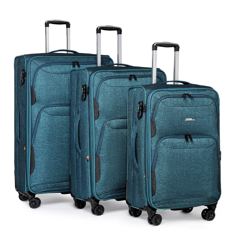 Camel Mountain Platinium Three-Piece Expandable Softshell Suitcase Set, 20, 24 and 28 inch