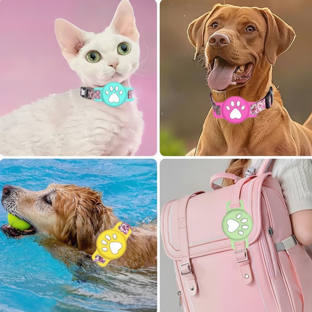 Luna Paw-Print Silicone AirTag Collar Holder for Dogs and Cats, photo 2