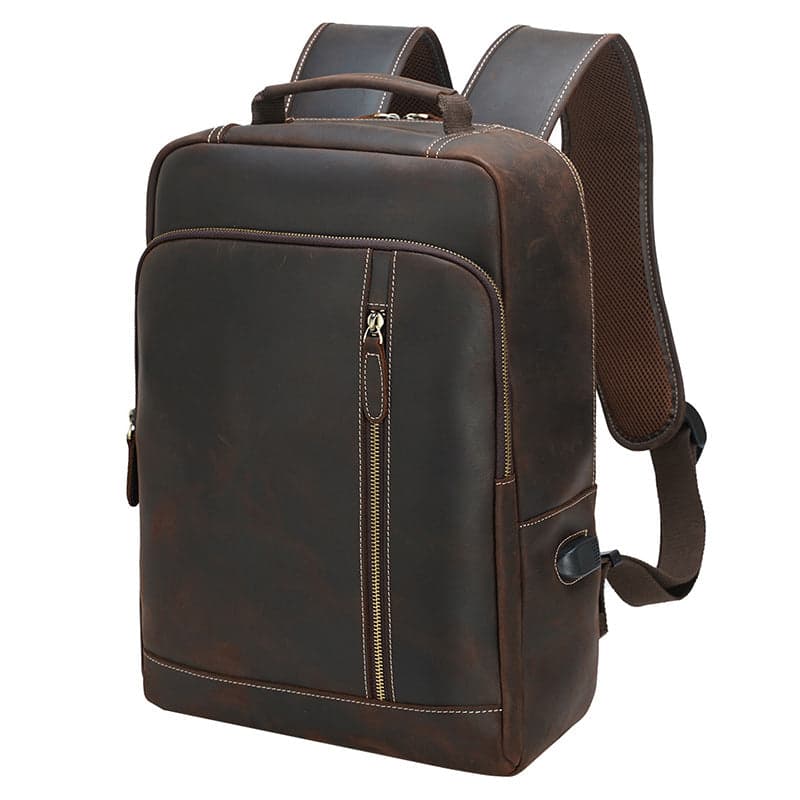 The Barefoot Pro Genuine Leather Laptop Backpack with USB Port