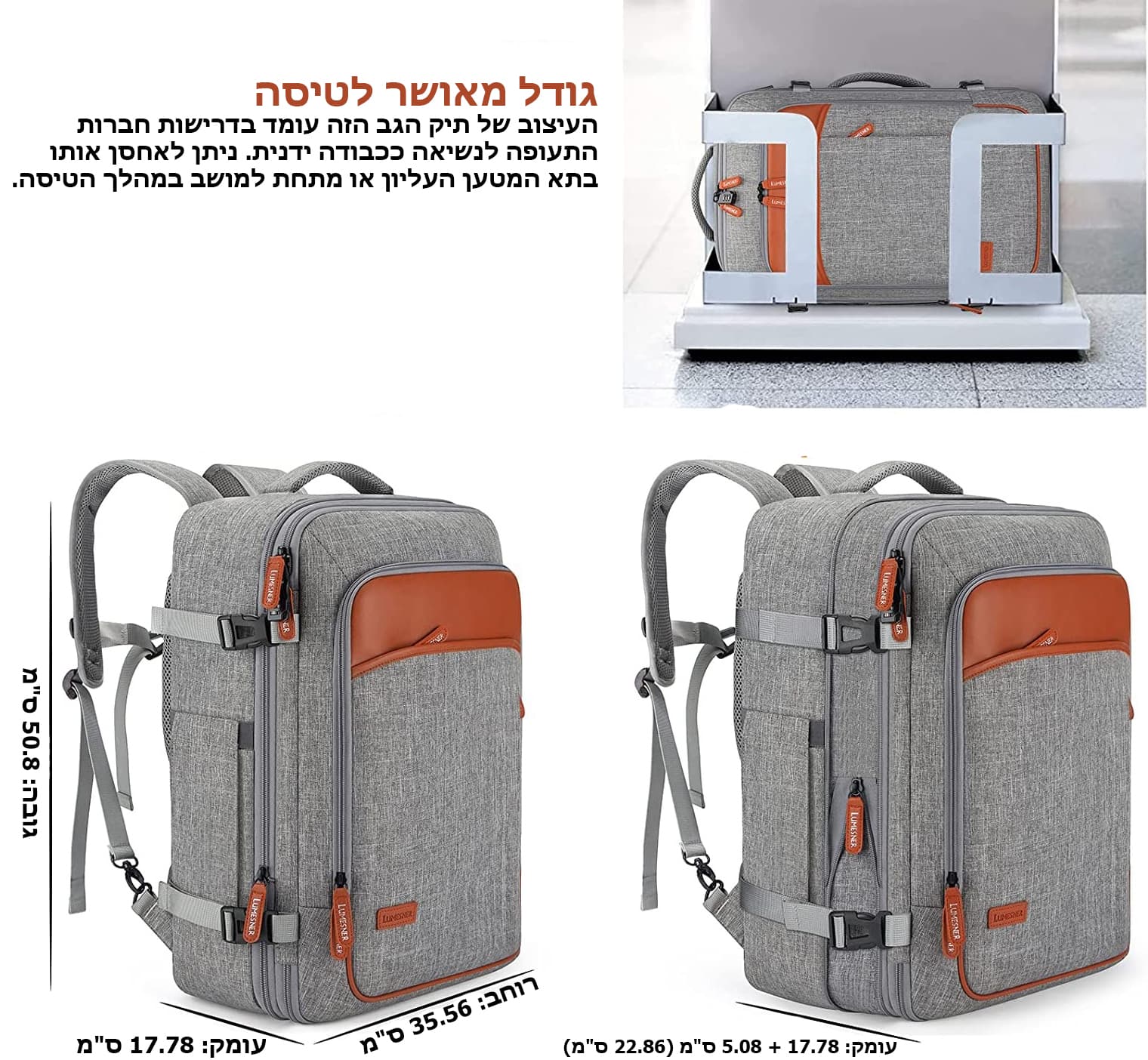 Solenor™ 40L Travel Backpack with Packing Cubes, photo 6