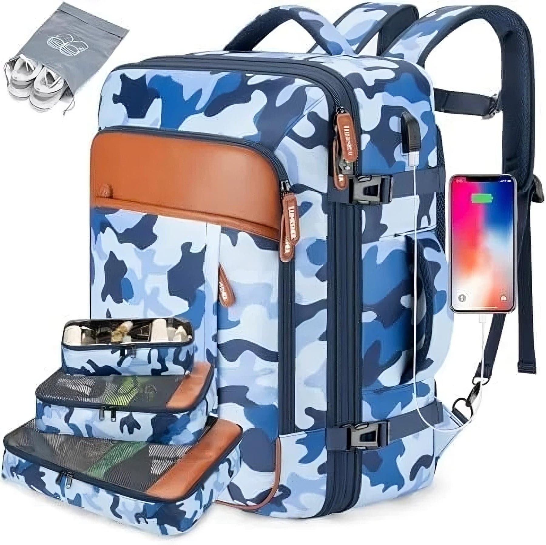Solenor™ 40L Travel Backpack with Packing Cubes
