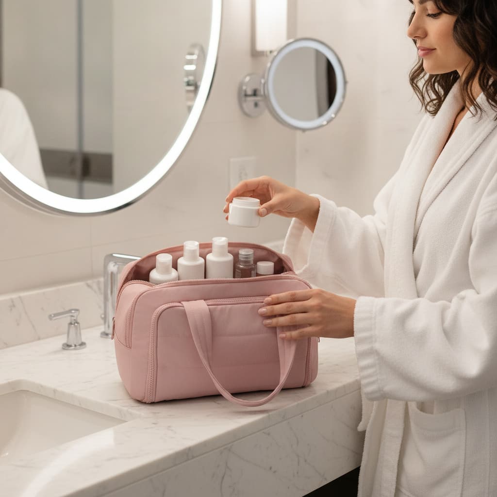 Cannes Puffy Travel Toiletry Bag with Wet and Dry Sections, photo 2