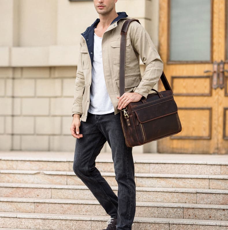 The Glide Pro 20L Genuine Leather Laptop Briefcase, 17", photo 16