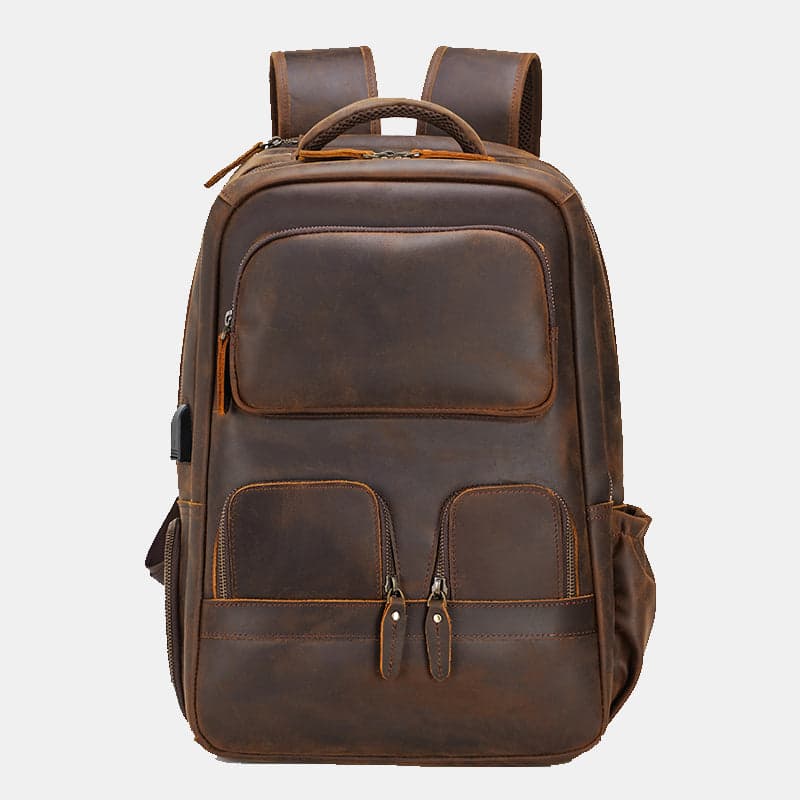 The Cowhideโข Pro Genuine Leather Laptop Backpack with USB Port