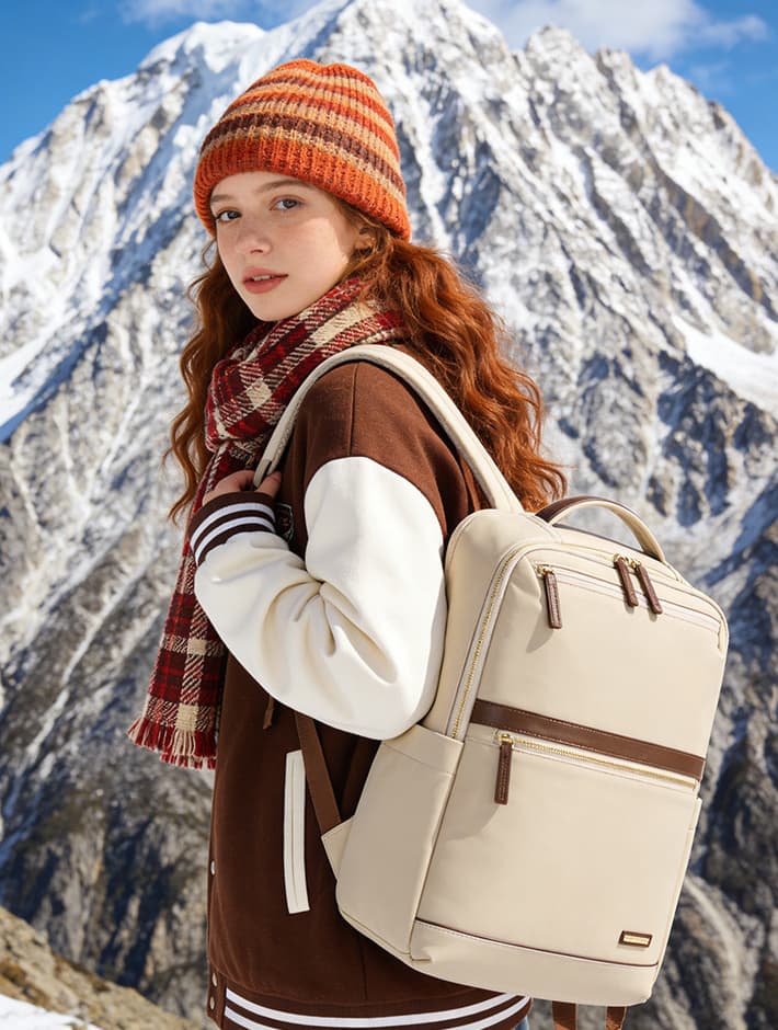Elise Women's Laptop Backpack with Faux Leather Band, photo 3