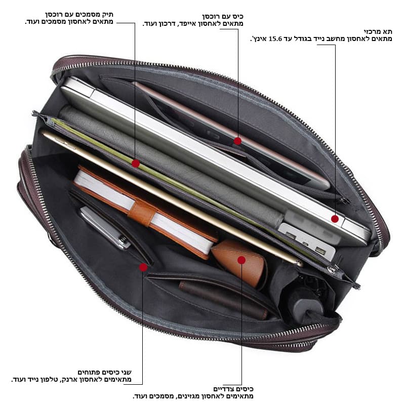 Helythor Plus 7L Genuine Leather Laptop Briefcase, photo 7