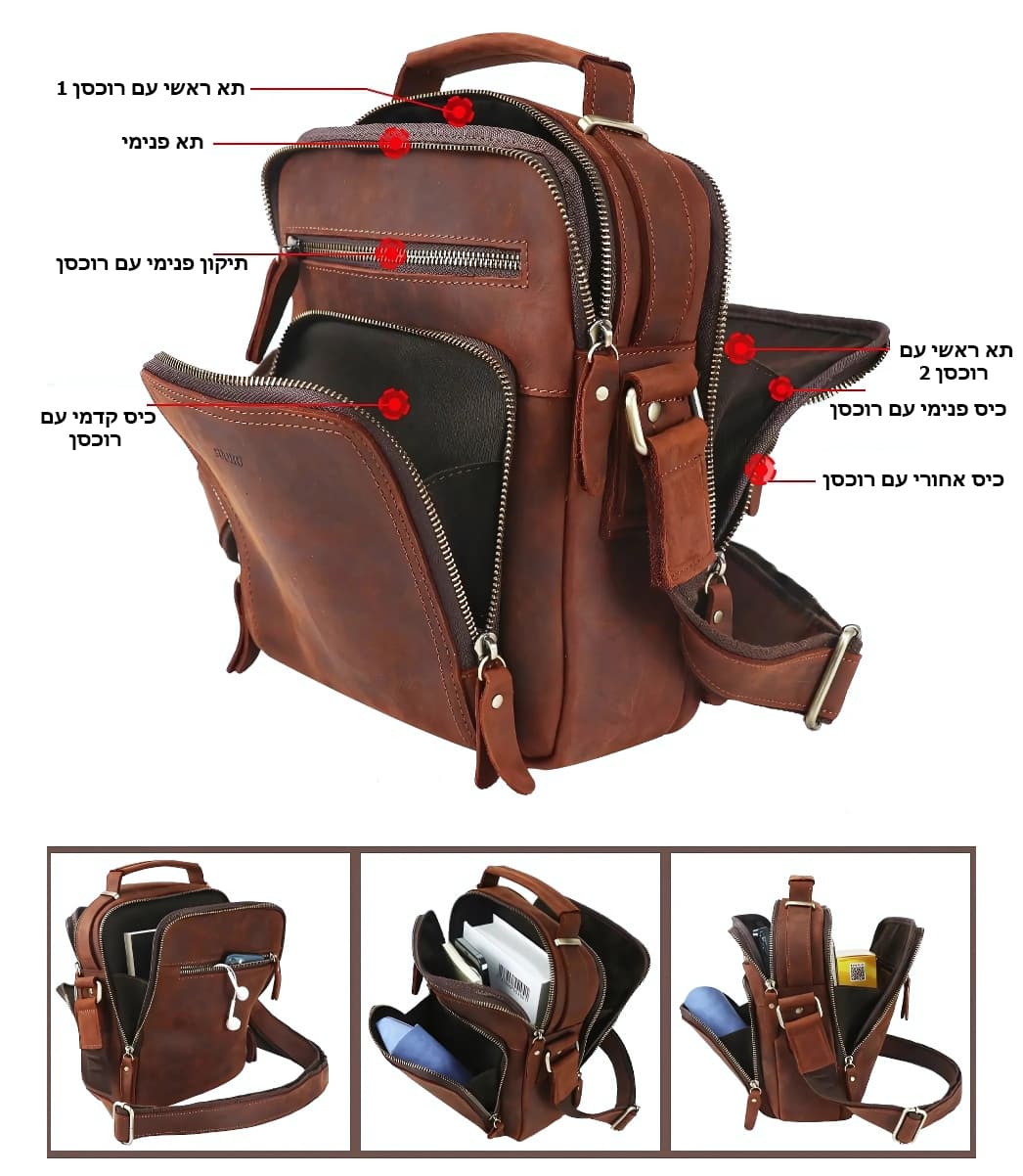 Cop™ Pro Genuine Leather Crossbody Bag for 9.7" iPad, photo 9