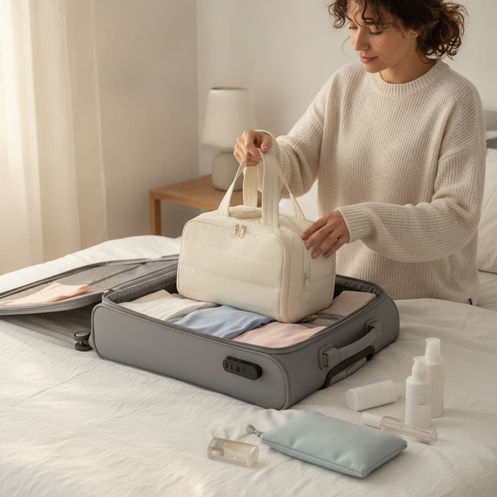 Cannes Puffy Travel Toiletry Bag with Wet and Dry Sections, photo 5