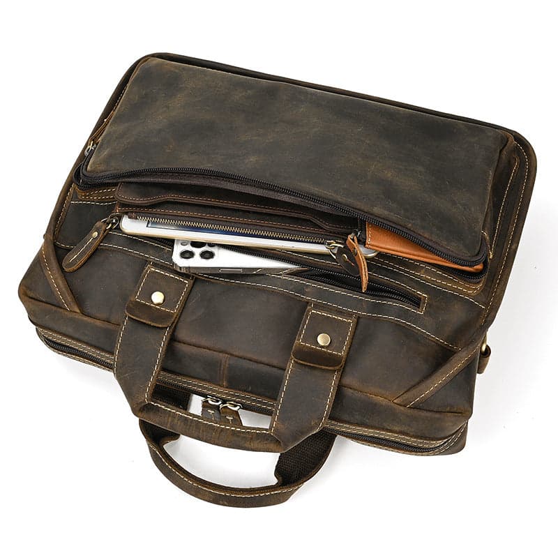 Meridian Prestige 10L Crazy Horse Leather Laptop Briefcase, photo 11