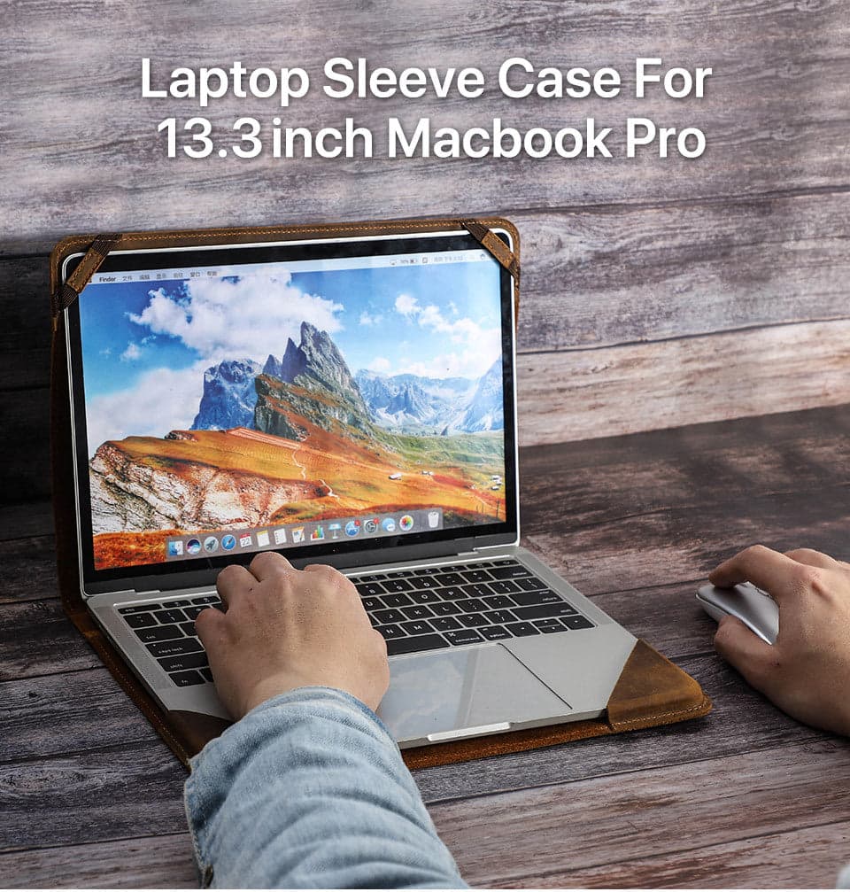 The Oyster Pro Genuine Leather Laptop Sleeve for 14 Inch Laptops, photo 4
