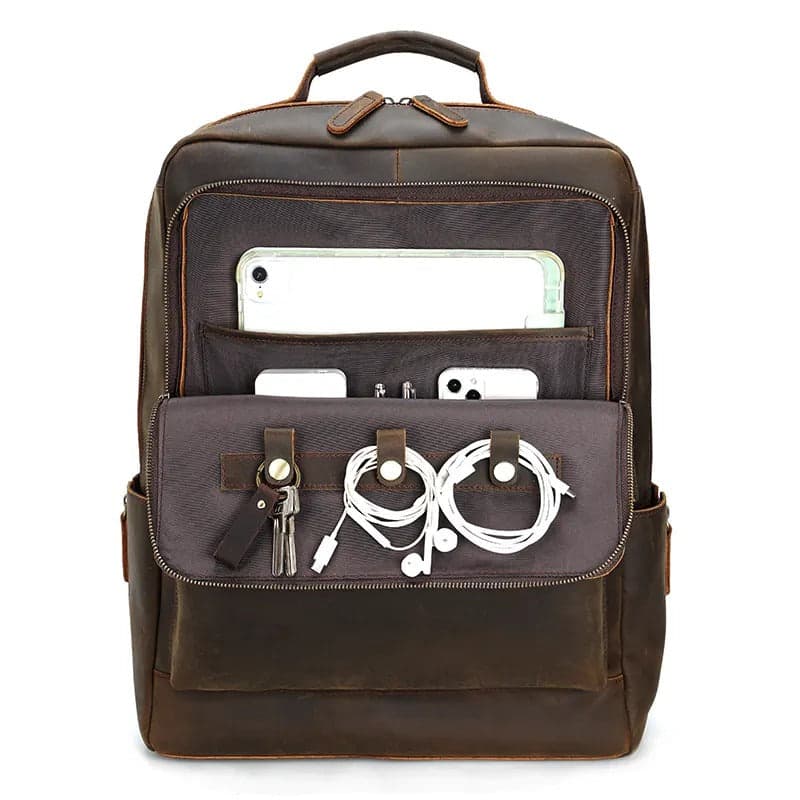 NomadTrak Platinum 34L Genuine Leather Laptop Backpack, photo 9