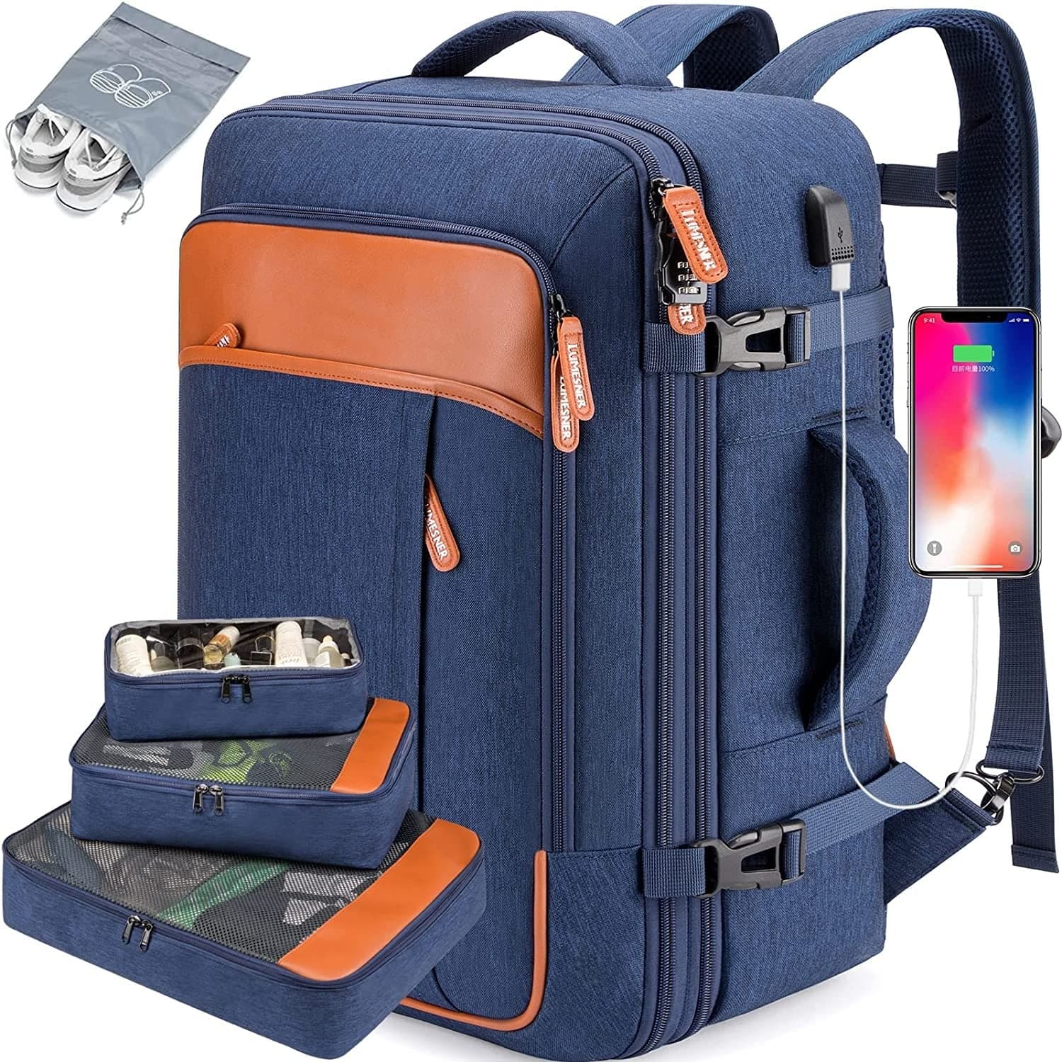 Solenor™ 40L Travel Backpack with Packing Cubes, photo 11