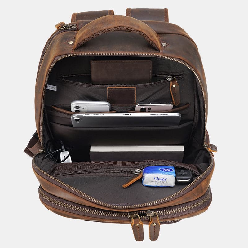 The Cowhideโข Pro Genuine Leather Laptop Backpack with USB Port, photo 2
