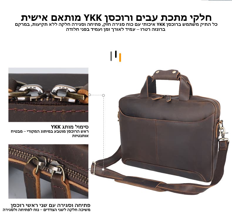 Xenthos Supreme 18L Crazy Horse Leather Laptop Briefcase, photo 6
