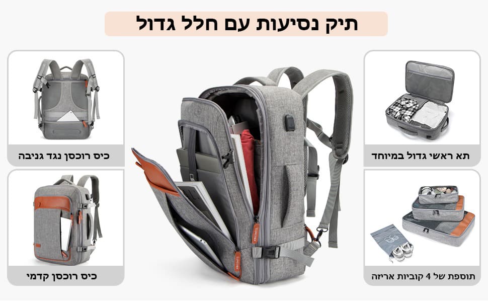 Solenor™ 40L Travel Backpack with Packing Cubes, photo 5