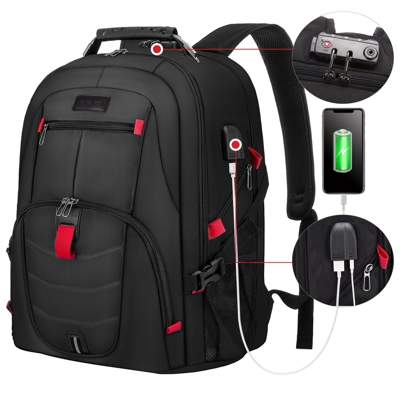 Quinox Platinum Laptop Backpack up to 45L with USB Port