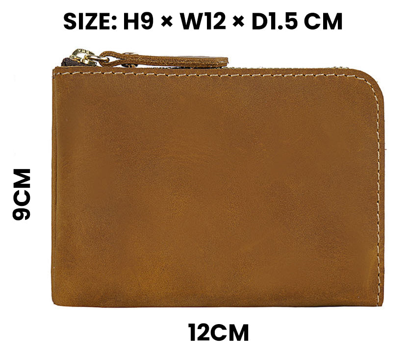 The Syltrax™ Advanced Wallet by Camel Mountain – 0.2L Genuine Leather Zipper Wallet