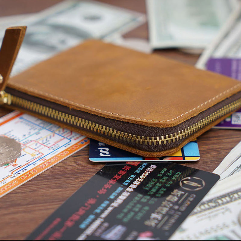 The Syltrax™ Advanced Wallet by Camel Mountain – 0.2L Genuine Leather Zipper Wallet