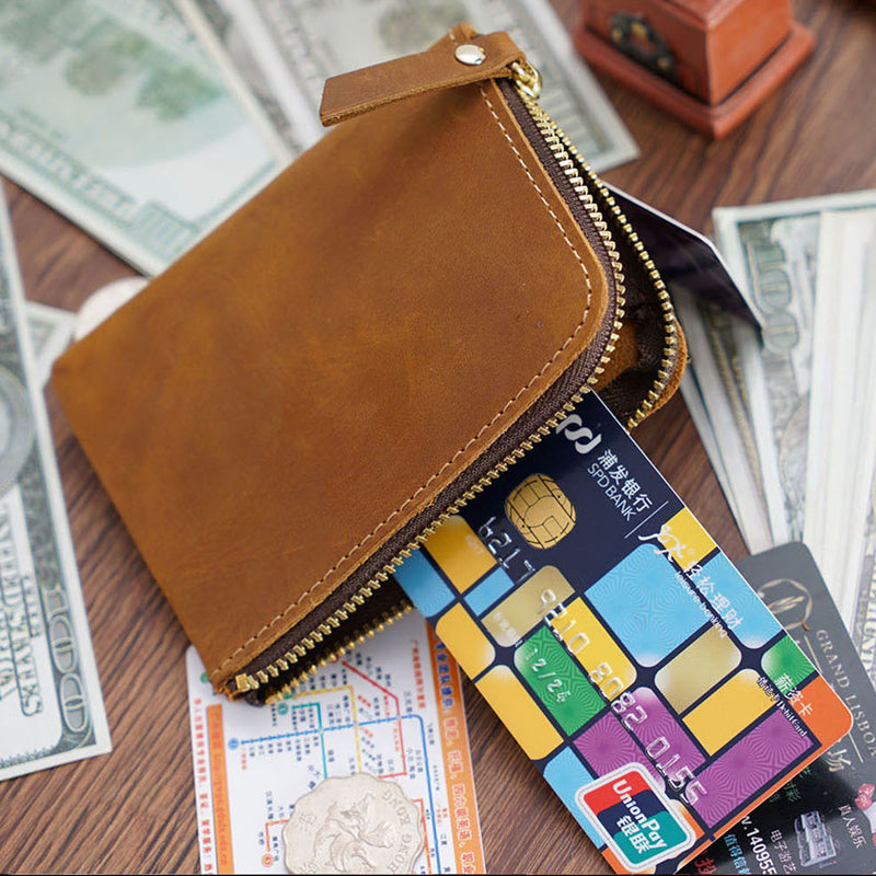 The Syltrax™ Advanced Wallet by Camel Mountain – 0.2L Genuine Leather Zipper Wallet
