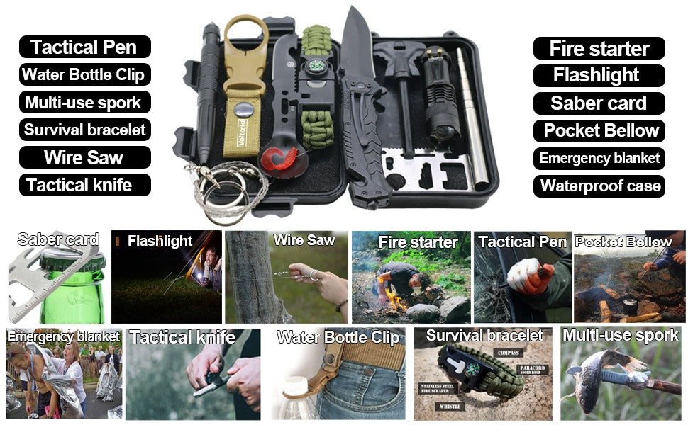 mountain survival gear The Zoryon Premium Survival Tool Kit – 12-in-1 Tactical Outdoor Gear by Camel Mountain